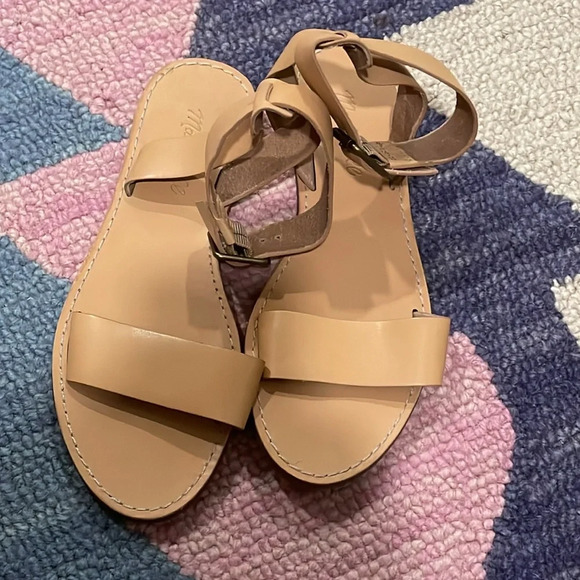 MADEWELL Woman’s Nude Leather BOARDWALK Ankle Strap Sandals Natural Buff 7.5 - Picture 5 of 9